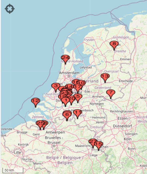 overzicht jubileumroutes kaart